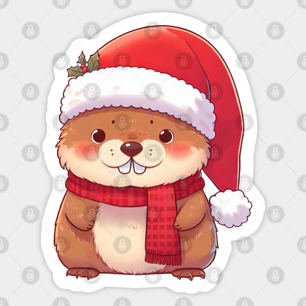 Cute Christmas Marmot Sticker by Takeda_Art